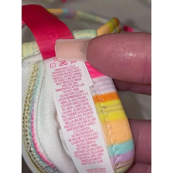 Victoria's Secret Striped String Bikini Top 34DD Multicolor Ruffle Detail - Picture 7 of 13